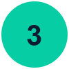 Teal circular badge with the number 3 on a gray checkered background (step indicator)