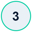 Circular badge featuring the number 3 in dark text on a light background with a teal border